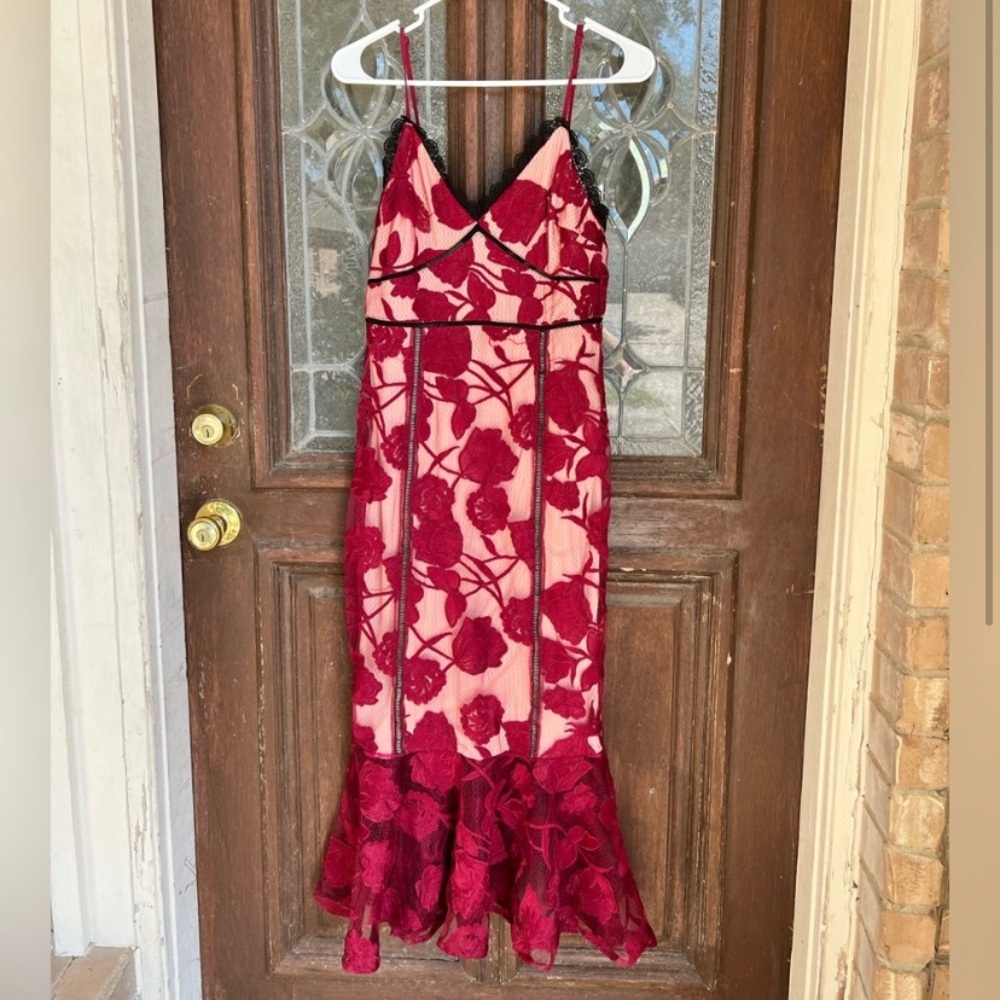 Lulus Burgundy Trumpet Lace Dress